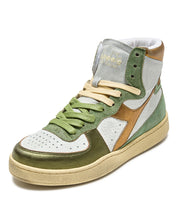 Diadora Heritage Sneaker Basket Metal Tomaia In Pelle Effetto Used Bianco Verde Donna 178889
