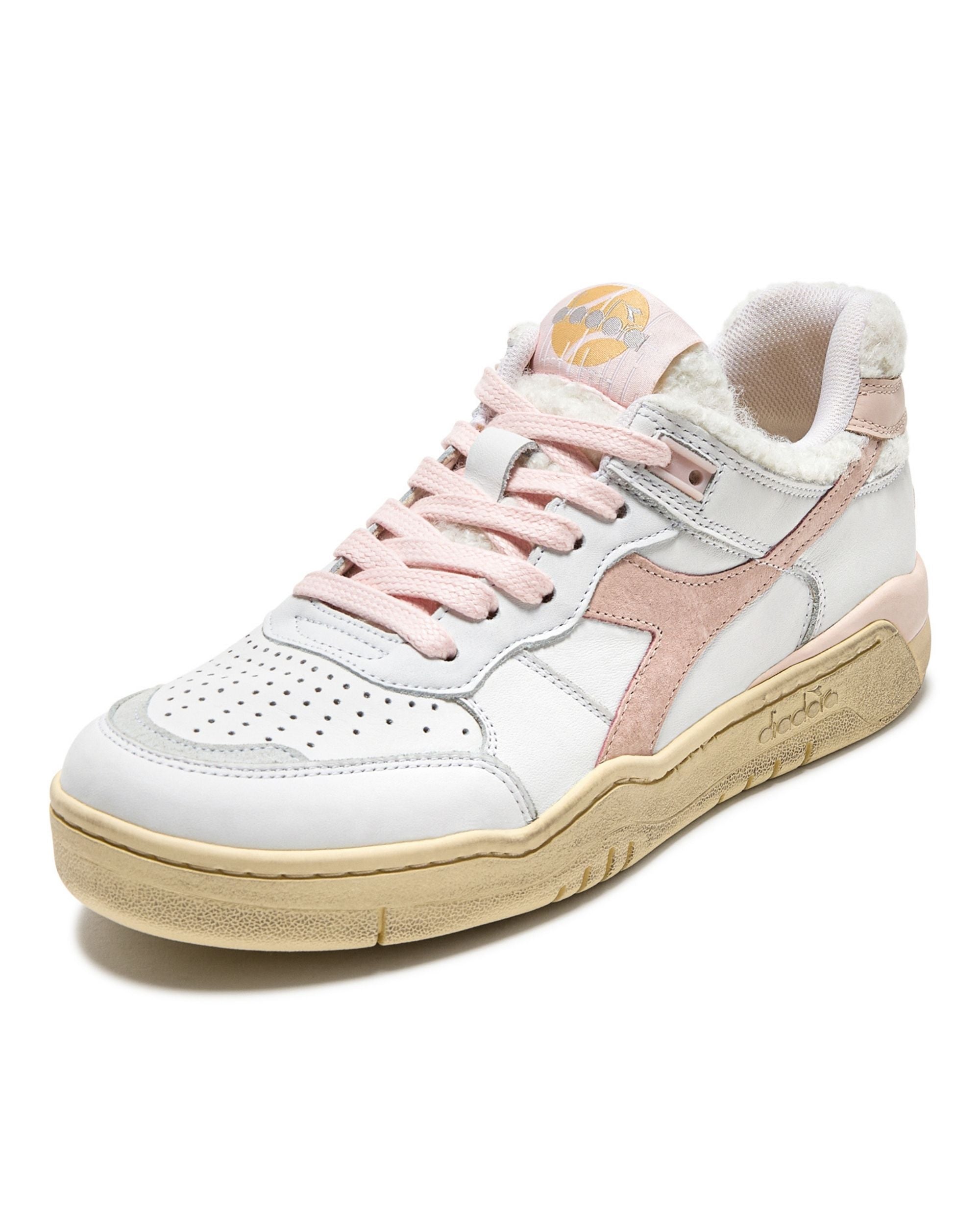 Diadora Heritage Pelle Premium Stone Wash Ceratura Naturale Rosa Donna