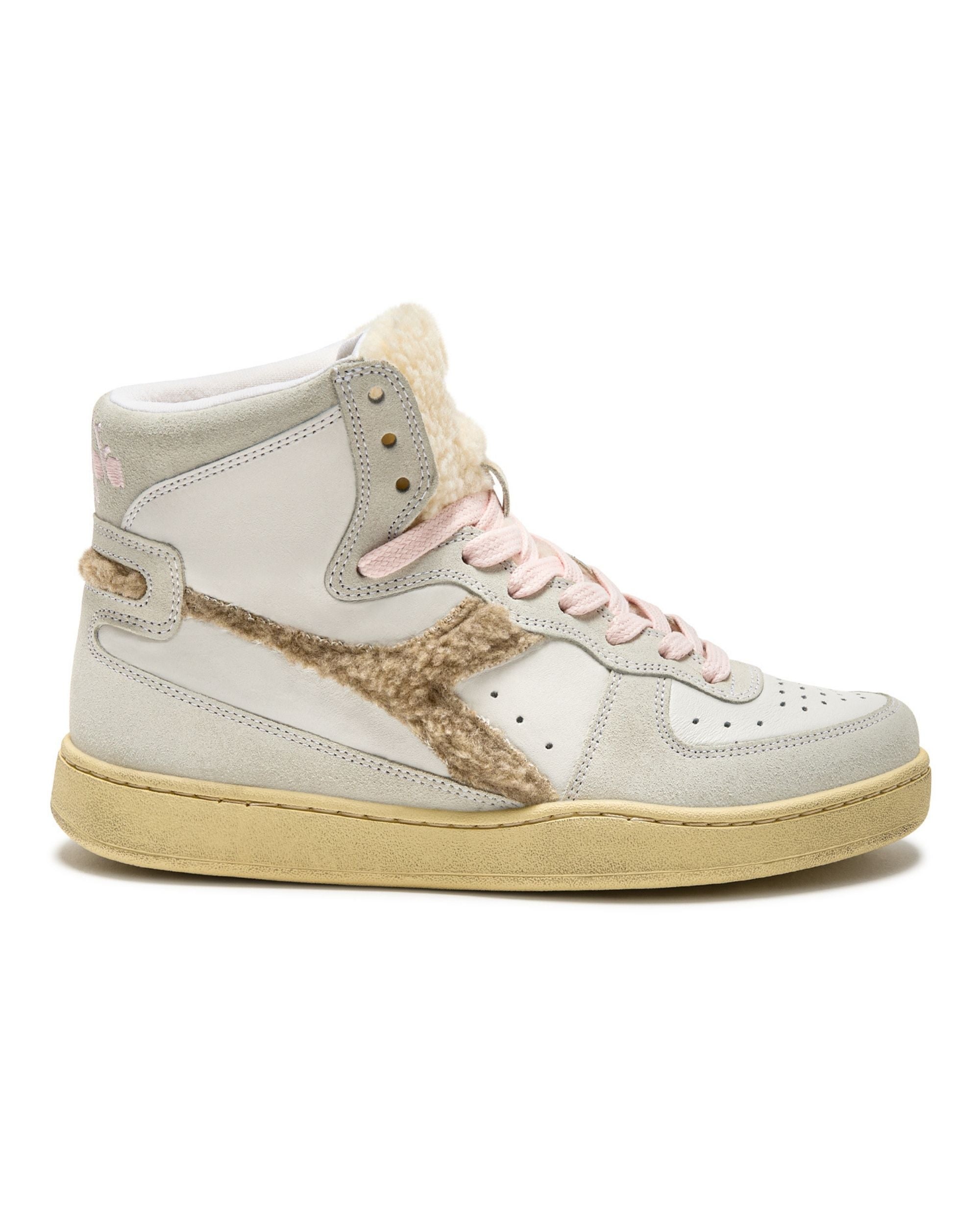 Diadora Heritage Pelle Premium Stone Wash Ceratura Naturale Bianco Donna