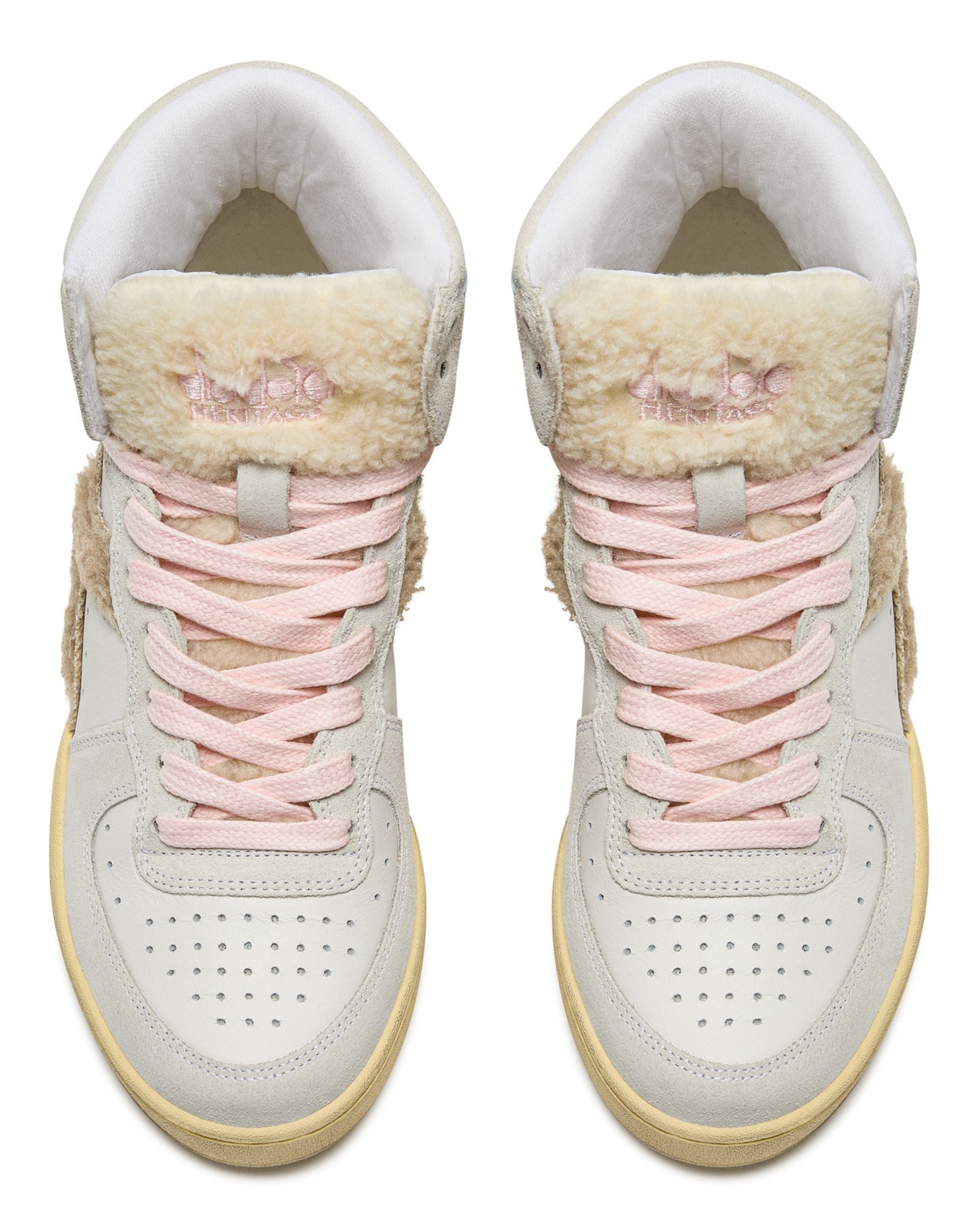Diadora Heritage Pelle Premium Stone Wash Ceratura Naturale Bianco Donna