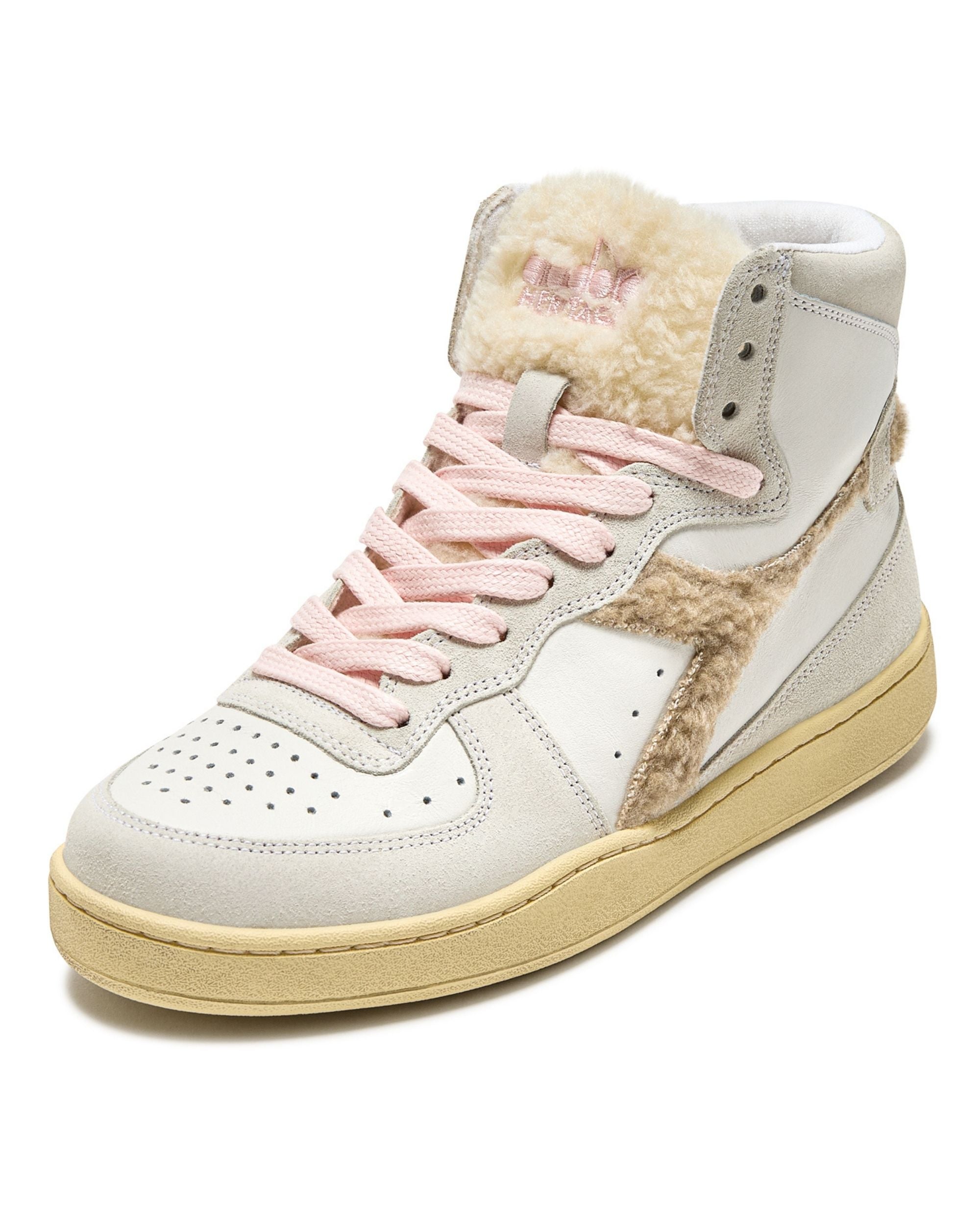 Diadora Heritage Pelle Premium Stone Wash Ceratura Naturale Bianco Donna