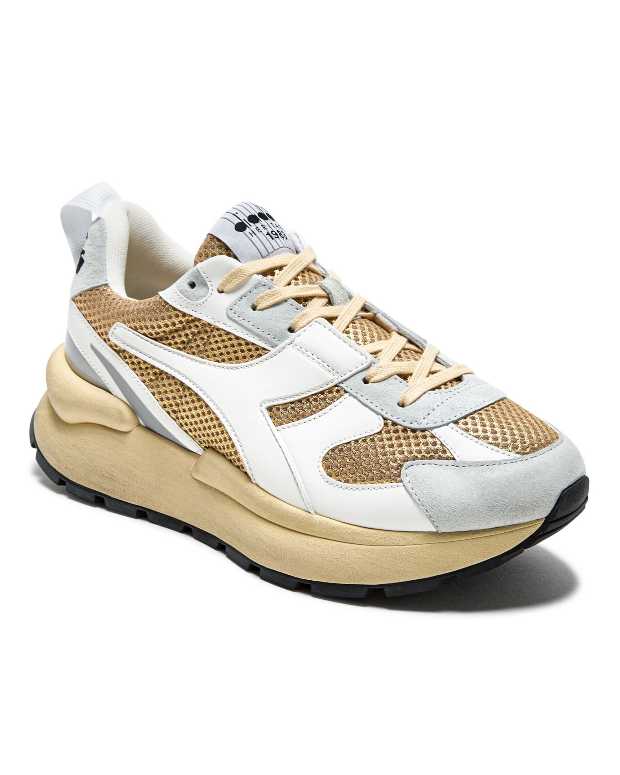 Diadora Heritage Sneakers Mercury Elite Stone Wash Bianco Oro Donna 180909