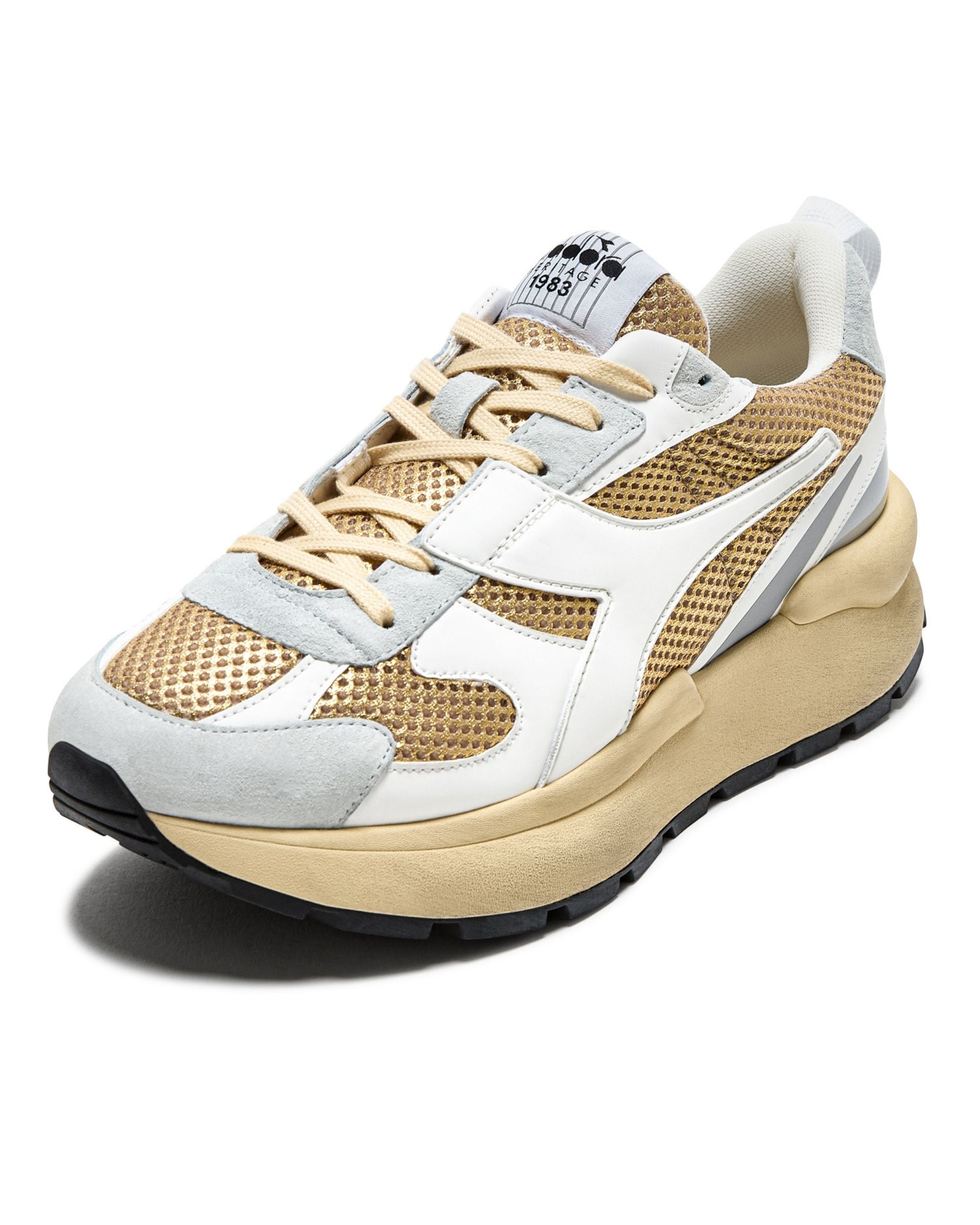 Diadora Heritage Sneakers Mercury Elite Stone Wash Bianco Oro Donna 180909