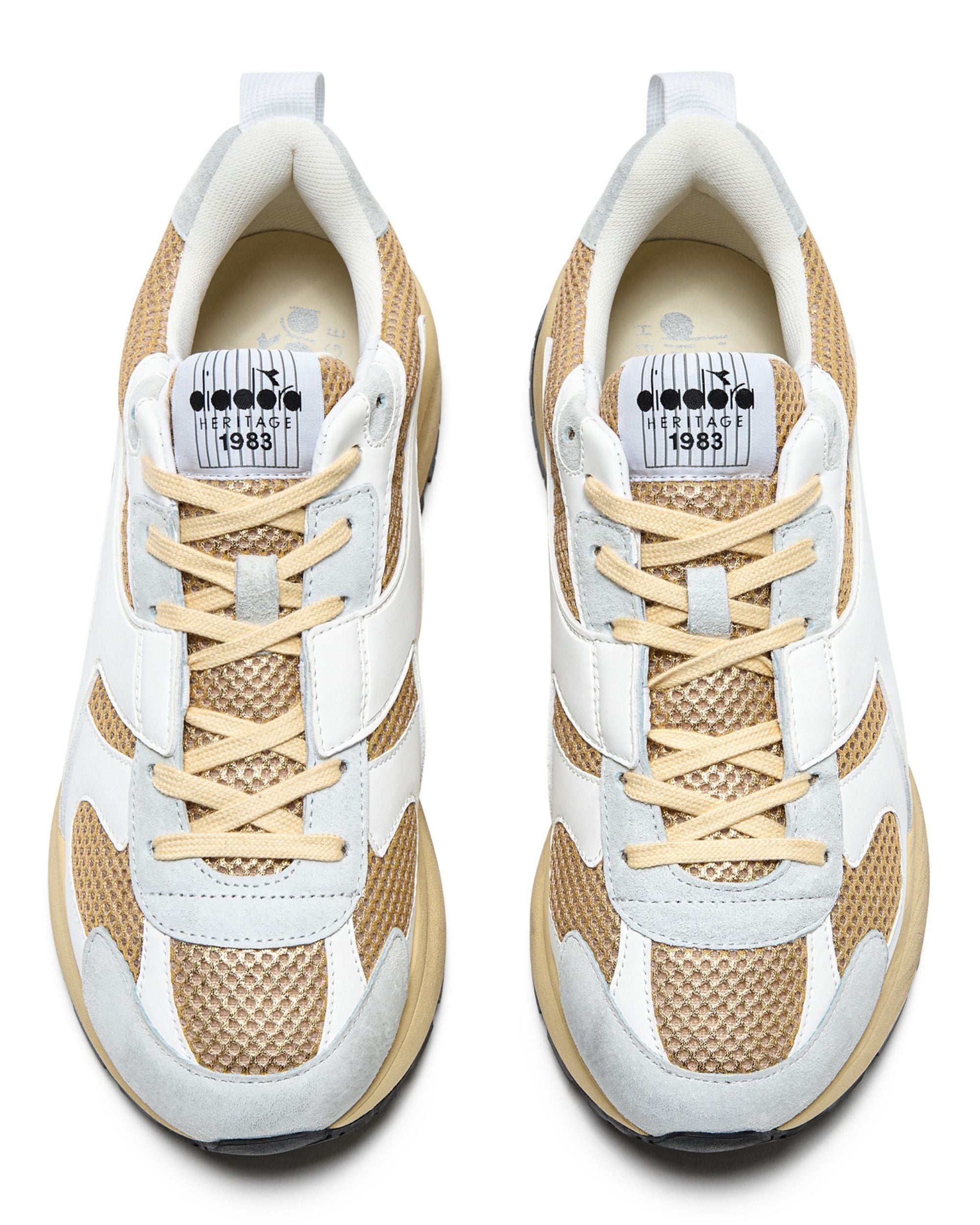 Diadora Heritage Sneakers Mercury Elite Stone Wash Bianco Oro Donna 180909
