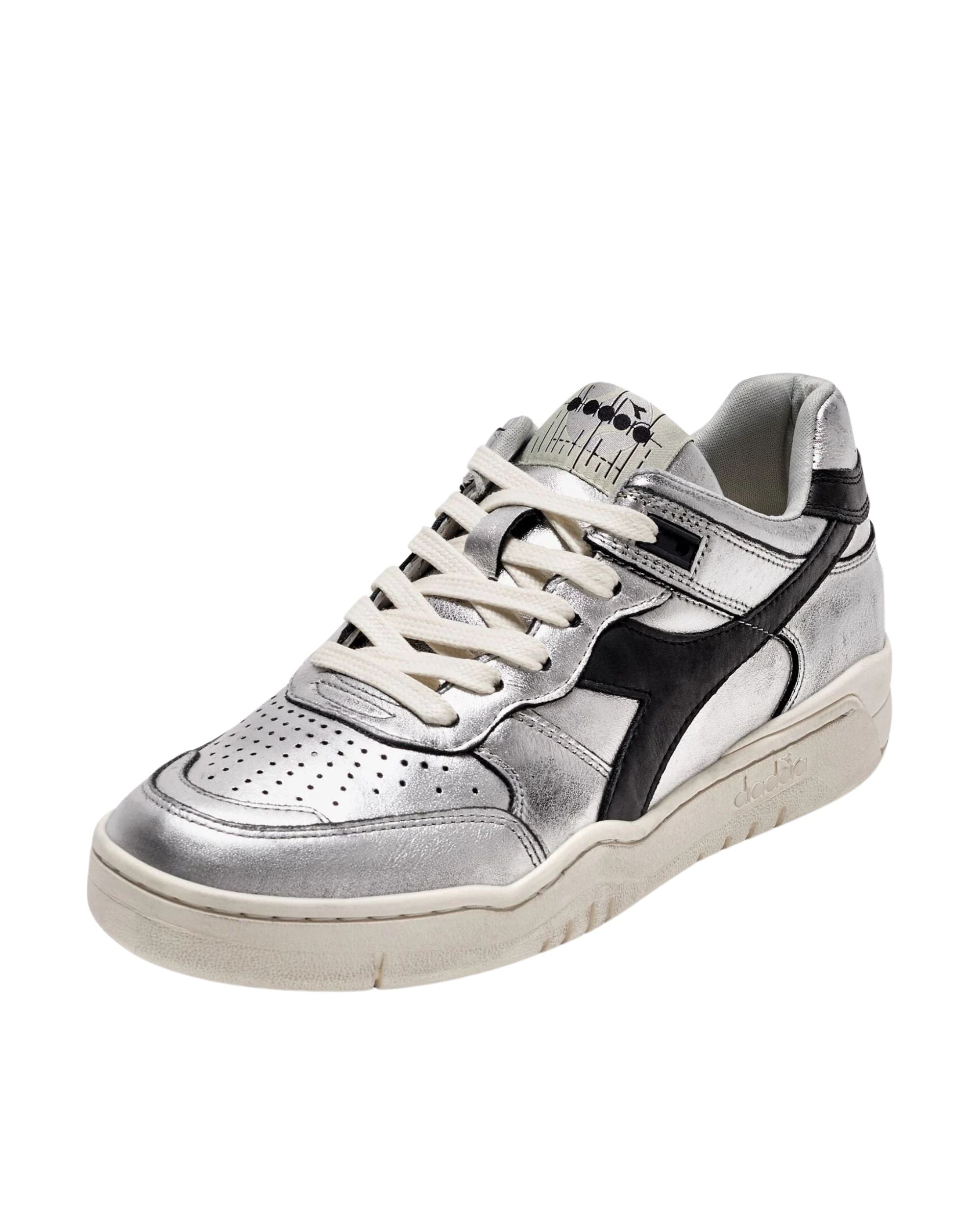 Diadora Heritage Sneaker In Pelle Laminata Argento Donna