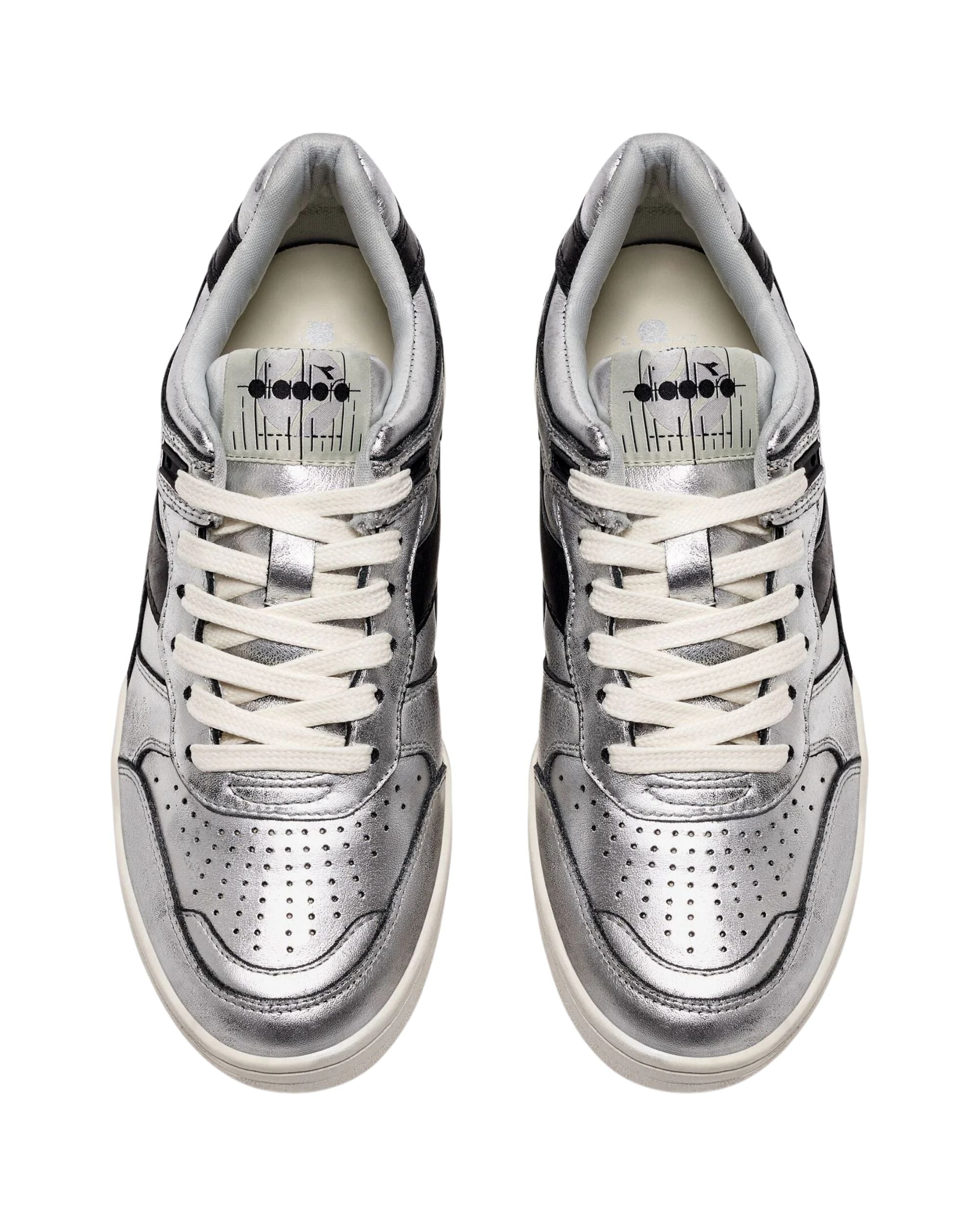 Diadora Heritage Sneaker In Pelle Laminata Argento Donna