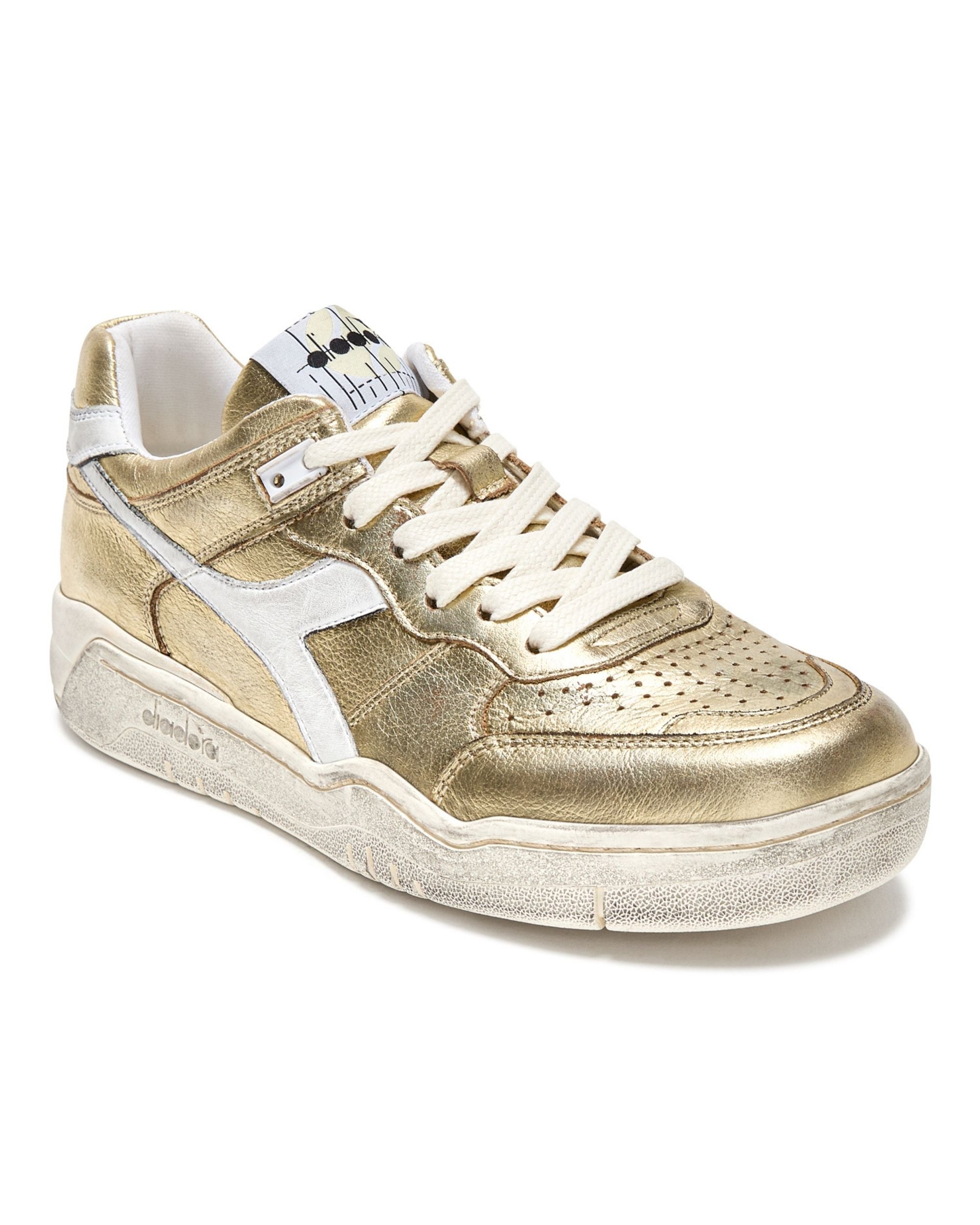 Diadora Heritage Pelle Premium Stone Wash Ceratura Naturale Oro Donna