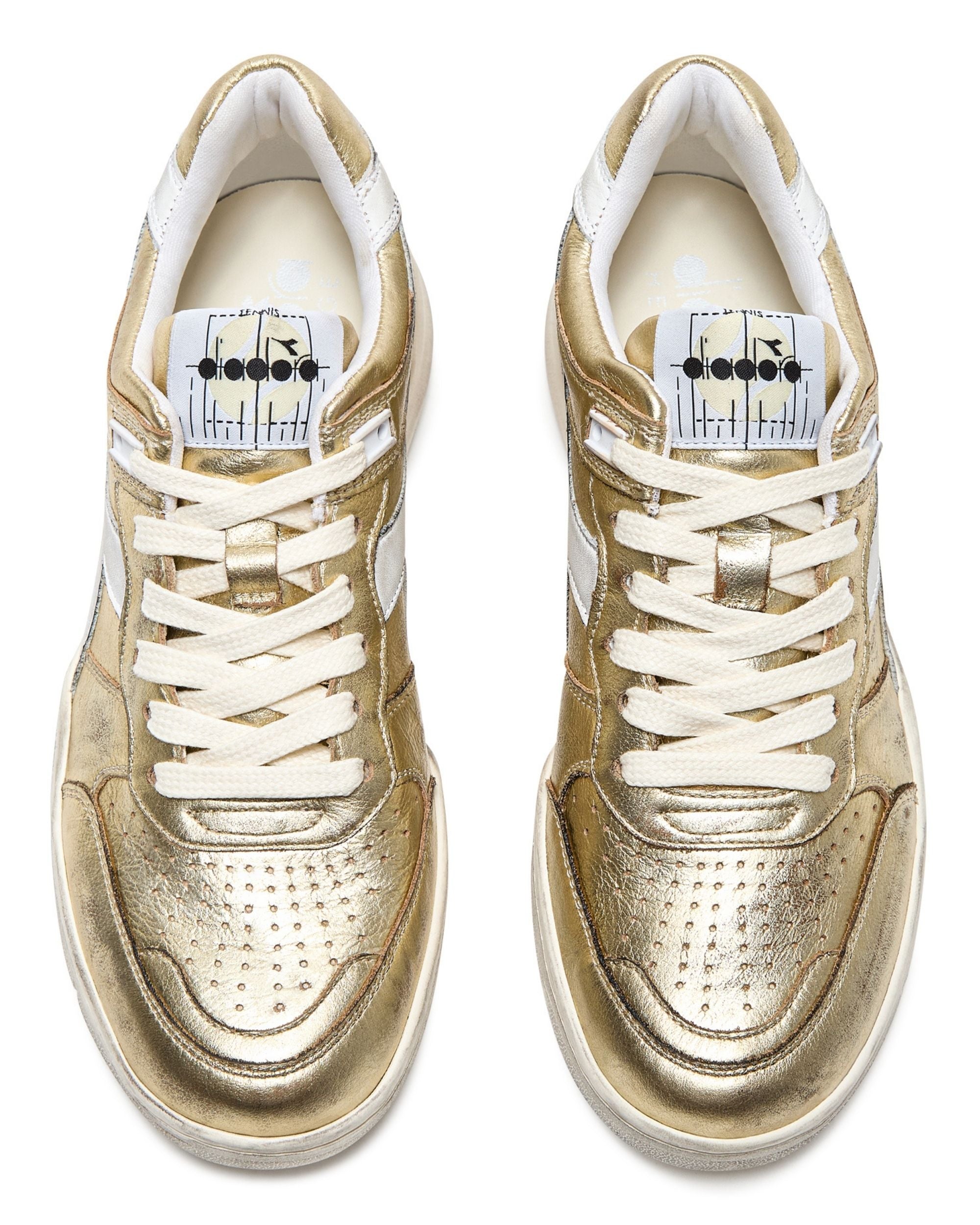 Diadora Heritage Pelle Premium Stone Wash Ceratura Naturale Oro Donna