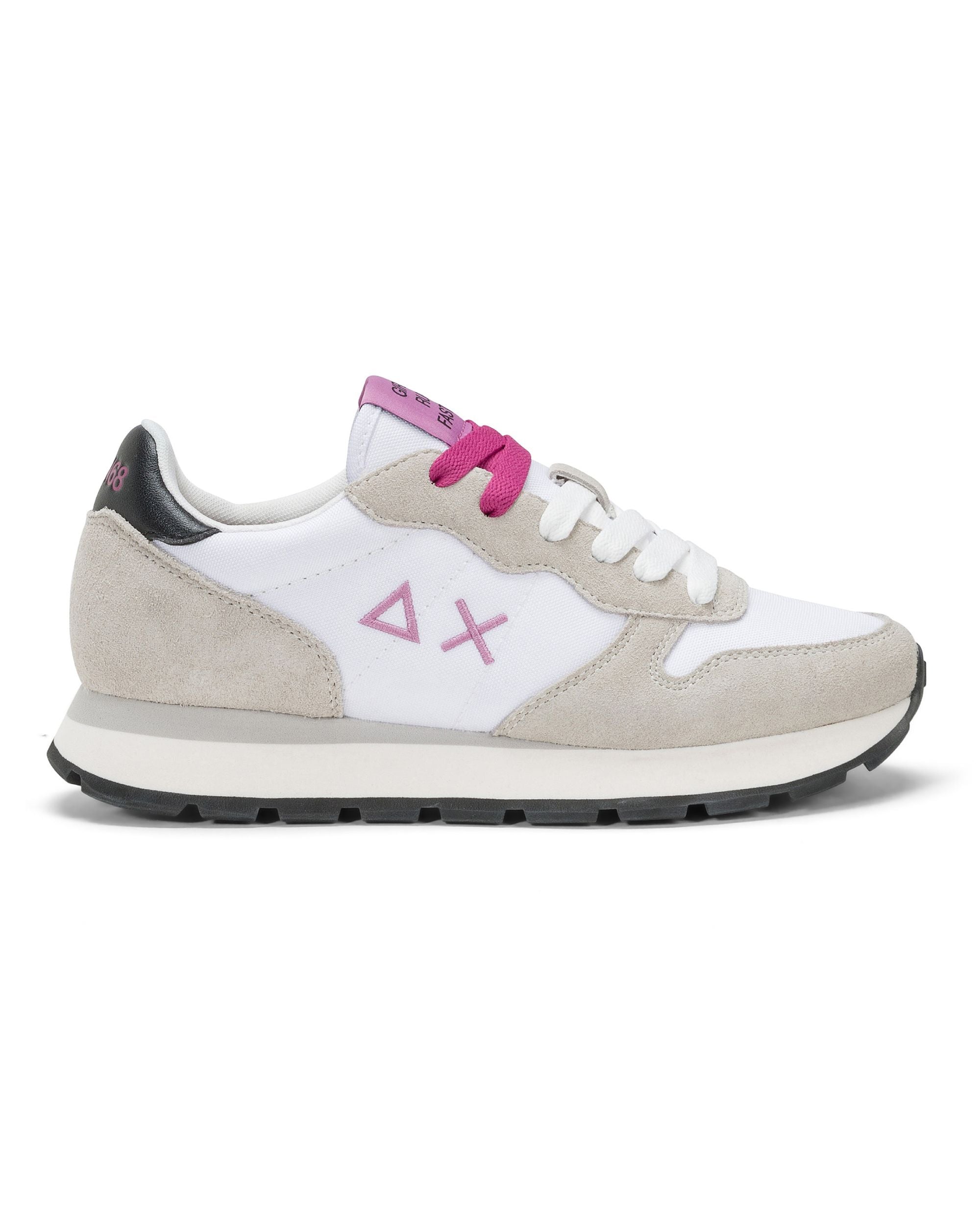 Sun68 Casual Sneaker In Leather And Fabric White Women