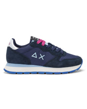 Sun68 Sneaker Casual In Pelle E Tessuto Blu Donna