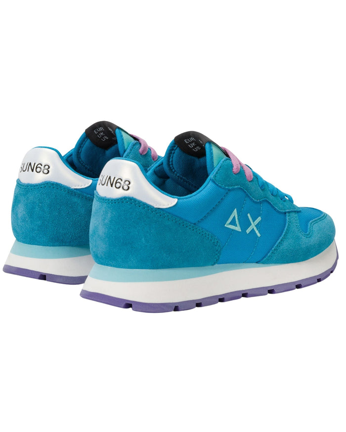 Sun68 Sneaker Casual In Pelle E Tessuto Azzurro Donna 3