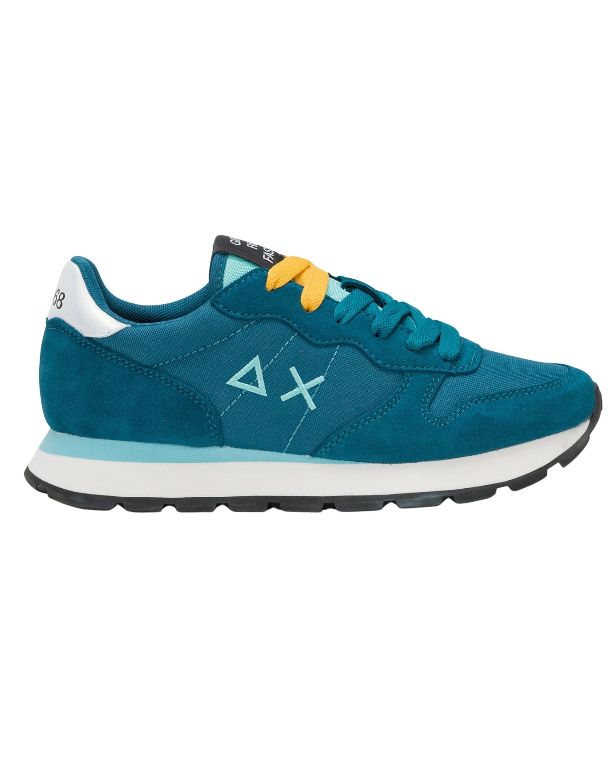 Sun68 Sneaker Casual In Pelle E Tessuto Blu Donna