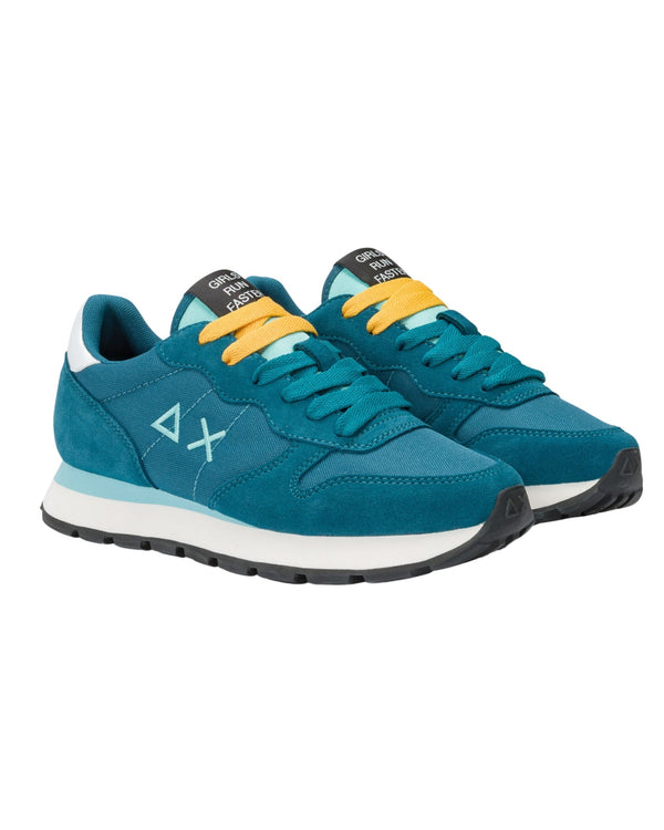 Sun68 Sneaker Casual In Pelle E Tessuto Blu Donna-2