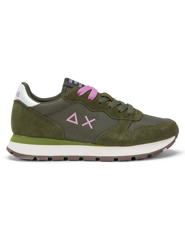 Sun68 Sneaker Casual In Pelle E Tessuto Verde Donna