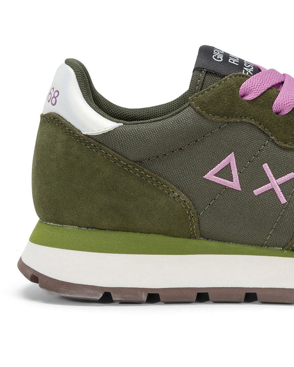 Sun68 Sneaker Casual In Pelle E Tessuto Verde Donna-2