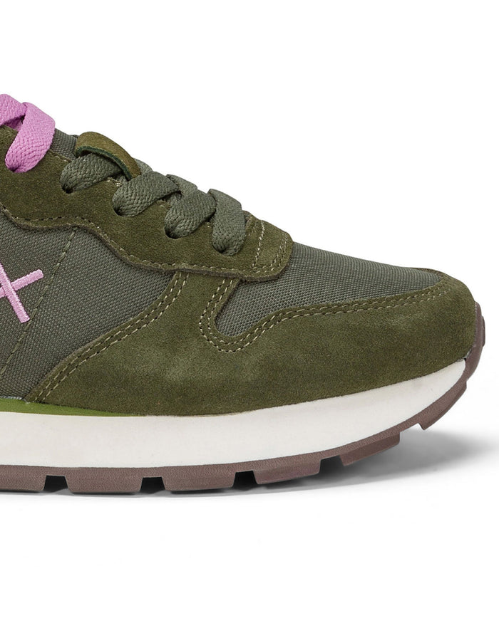 Sun68 Sneaker Casual In Pelle E Tessuto Verde Donna 3