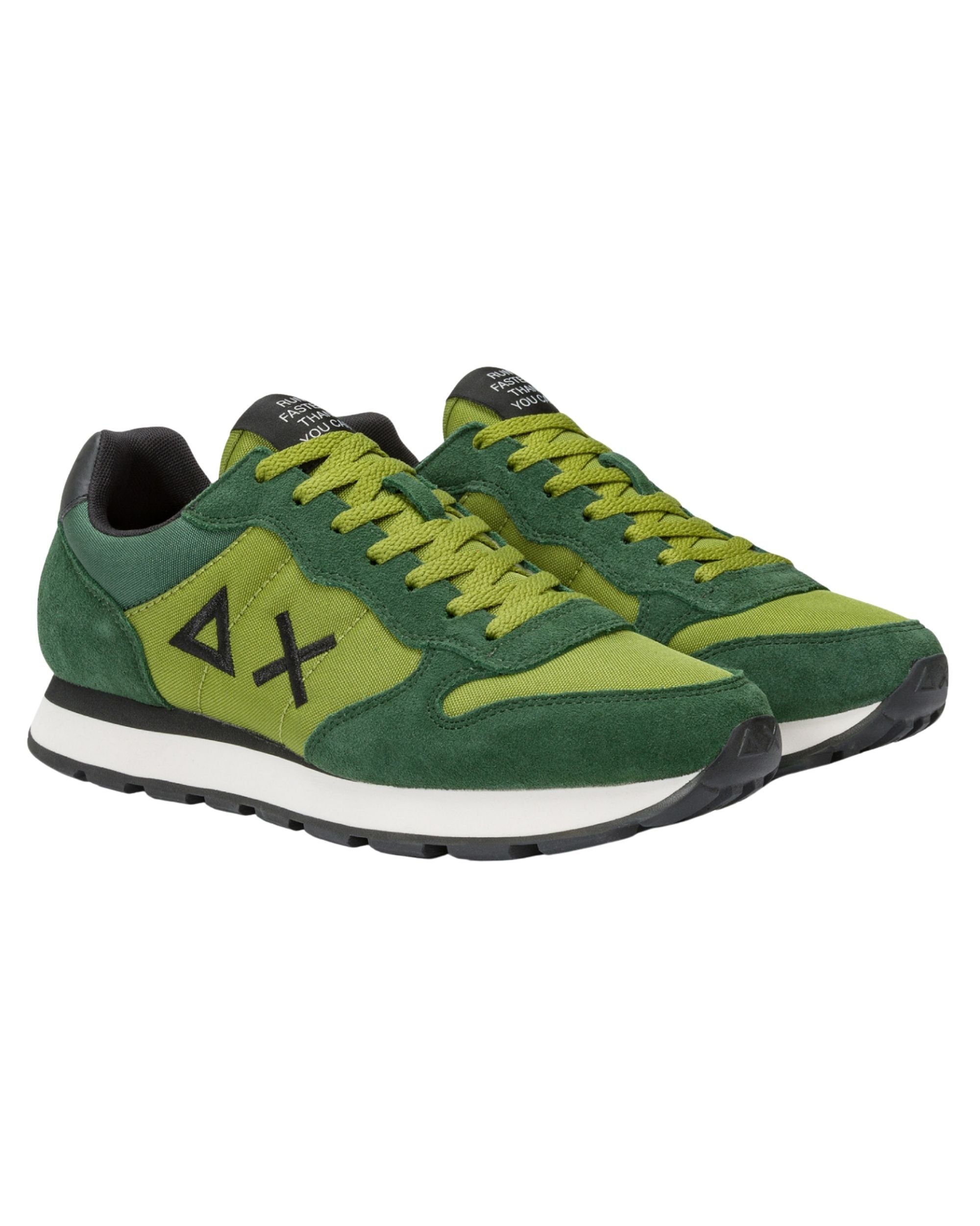 Sun68 Sneaker Casual Tom Color tomaia in Nylon e Suede Verde Scuro Uomo Z44107