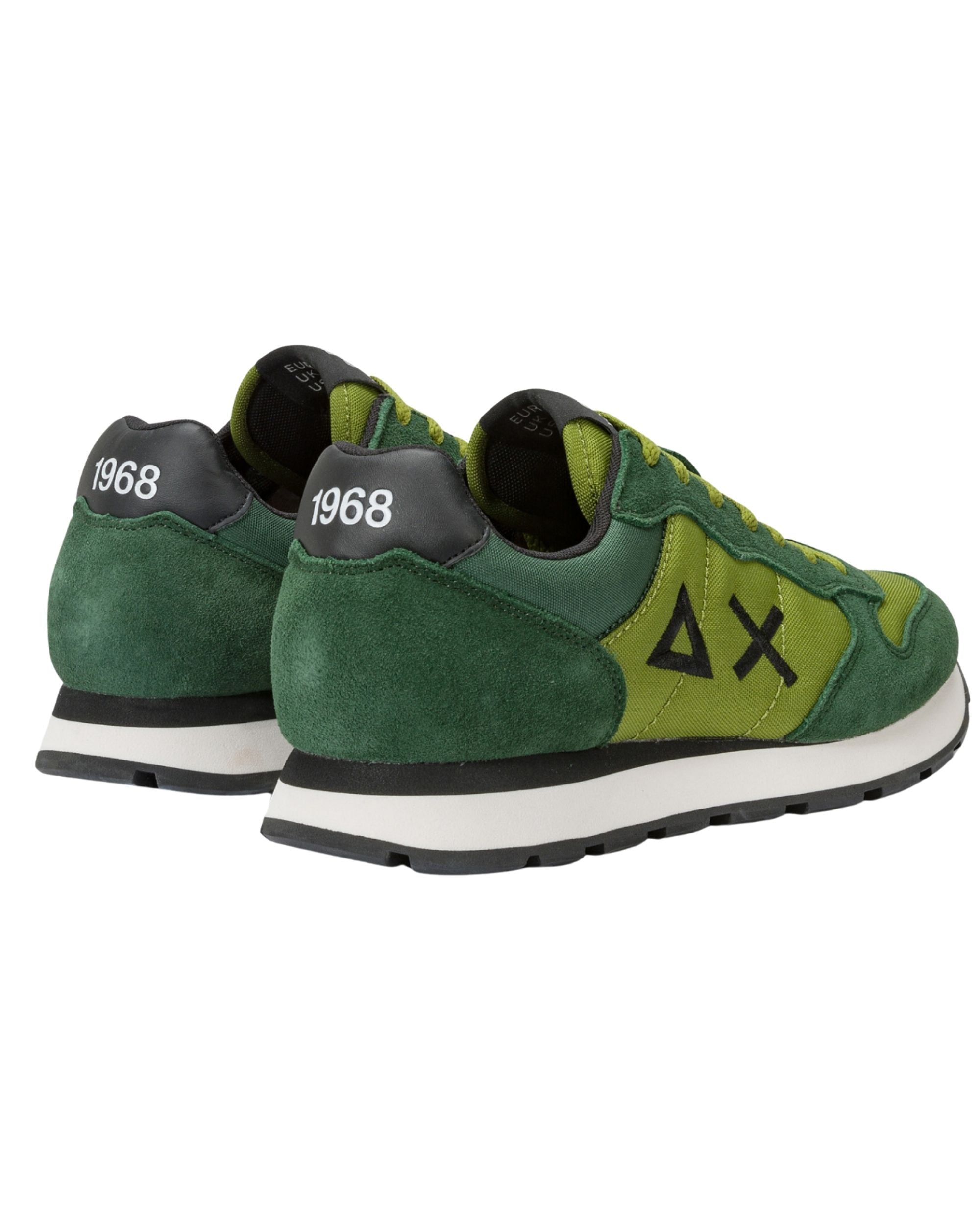 Sun68 Sneaker Casual Tom Color tomaia in Nylon e Suede Verde Scuro Uomo Z44107