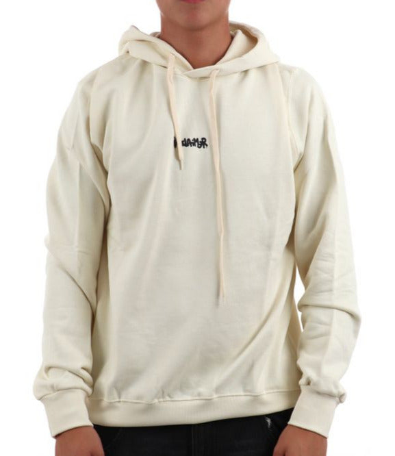 Disclaimer Felpa con Cappuccio 100% Cotone Bianco Latte Maxi Disegno Posteriore Uomo 55153