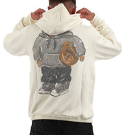 Disclaimer Felpa con Cappuccio 100% Cotone Bianco Latte Maxi Disegno Posteriore Uomo 55153