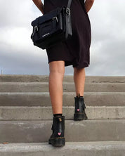 Dr. Martens Borsa Tracolla Satchel 11" Black Kiev Smooth 100% Pelle Nero