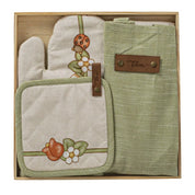 THUN Set regalo cucina Vassoio Guantone Grembiule e Presina Country Bloom Beige B101114
