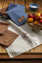 THUN Set 3 Strofinacci 40x60 cm con Cestino Acqua e Farina - b101501