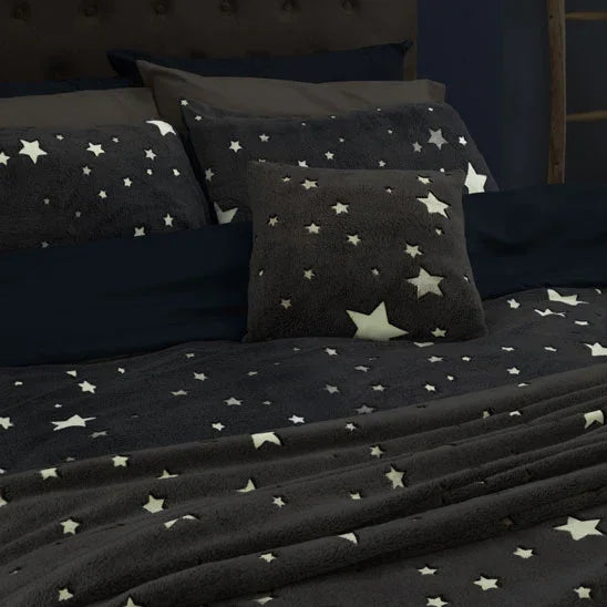 THUN Plaid Coperta con Borsa 70x100cm Abbracciami Star Glow in the Dark Blue b201288