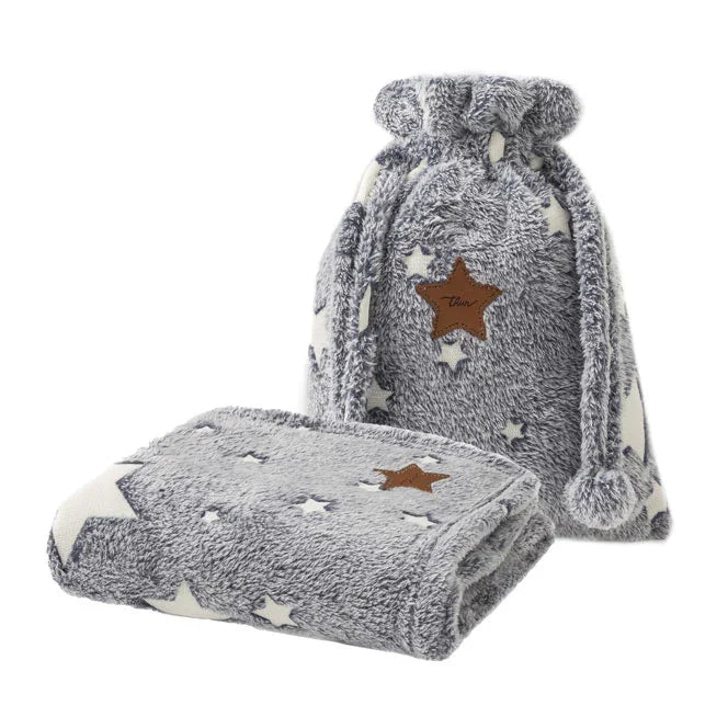 THUN Plaid Coperta con Borsa 70x100cm Abbracciami Star Glow in the Dark Blue b201288