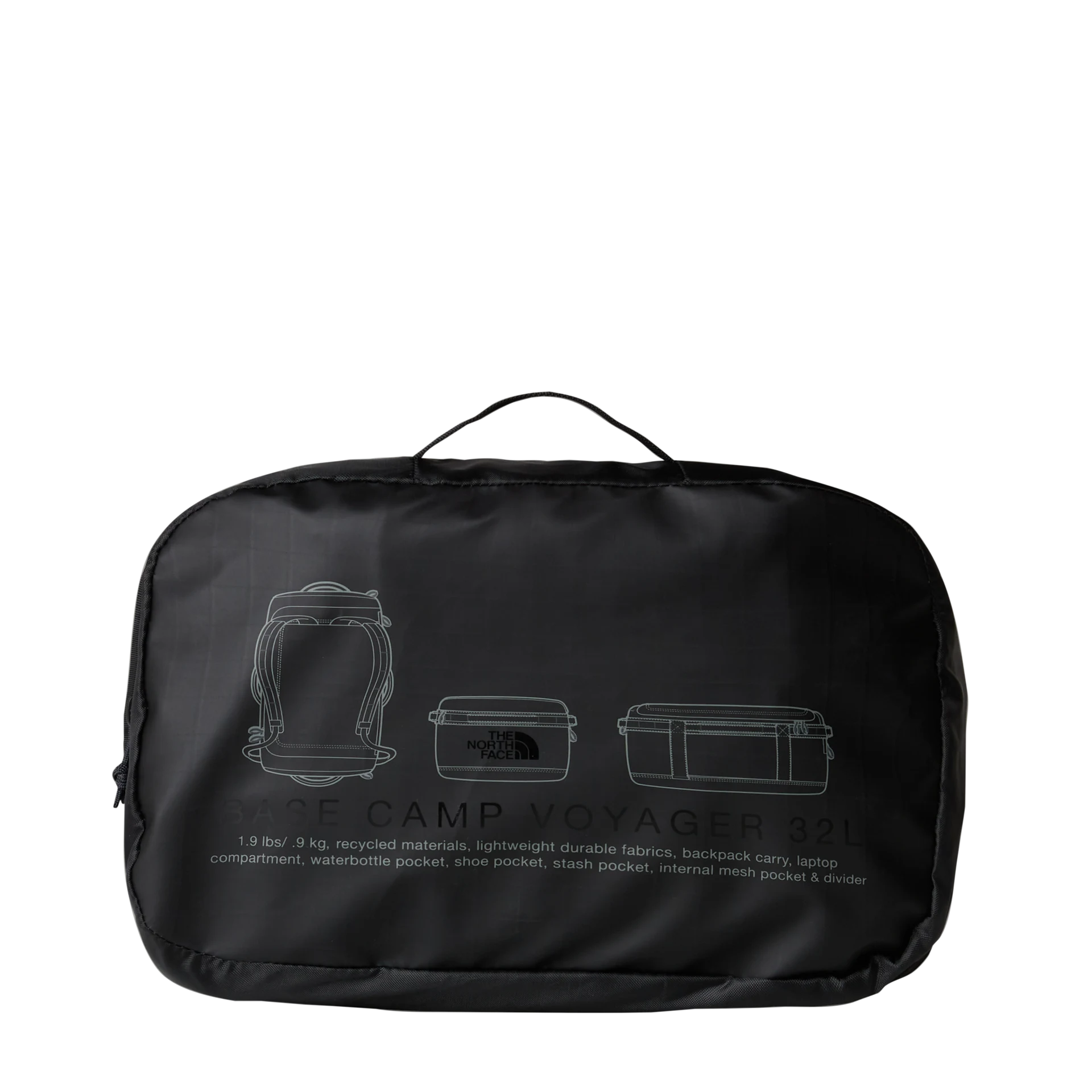 The North Face Borsone Zaino Duffel Base Camp Voyager 32L in Poliestere Nero Grigio Asfalto