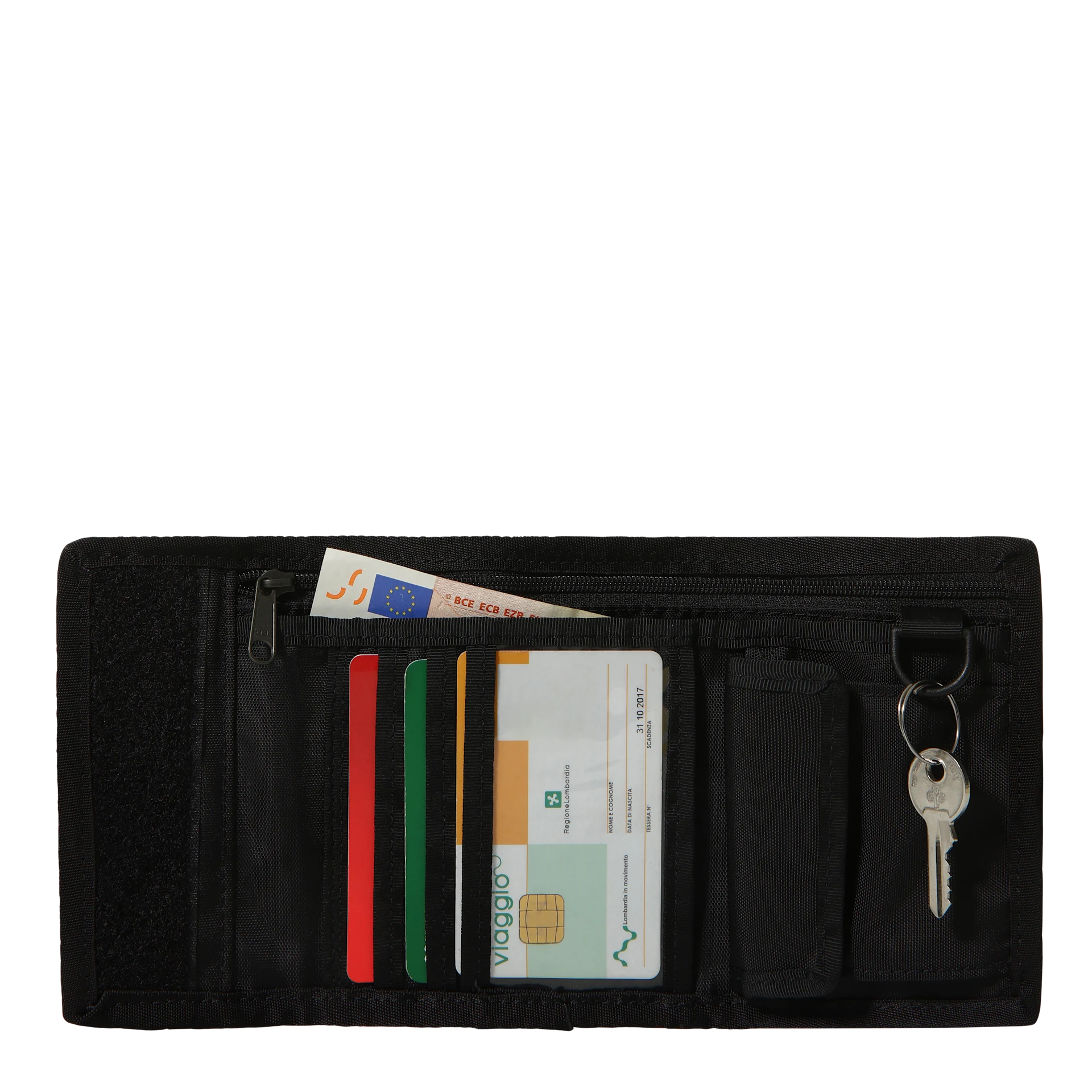 The North Face wallet portafoglio velcro 19x12 cm ecopelle NERO
