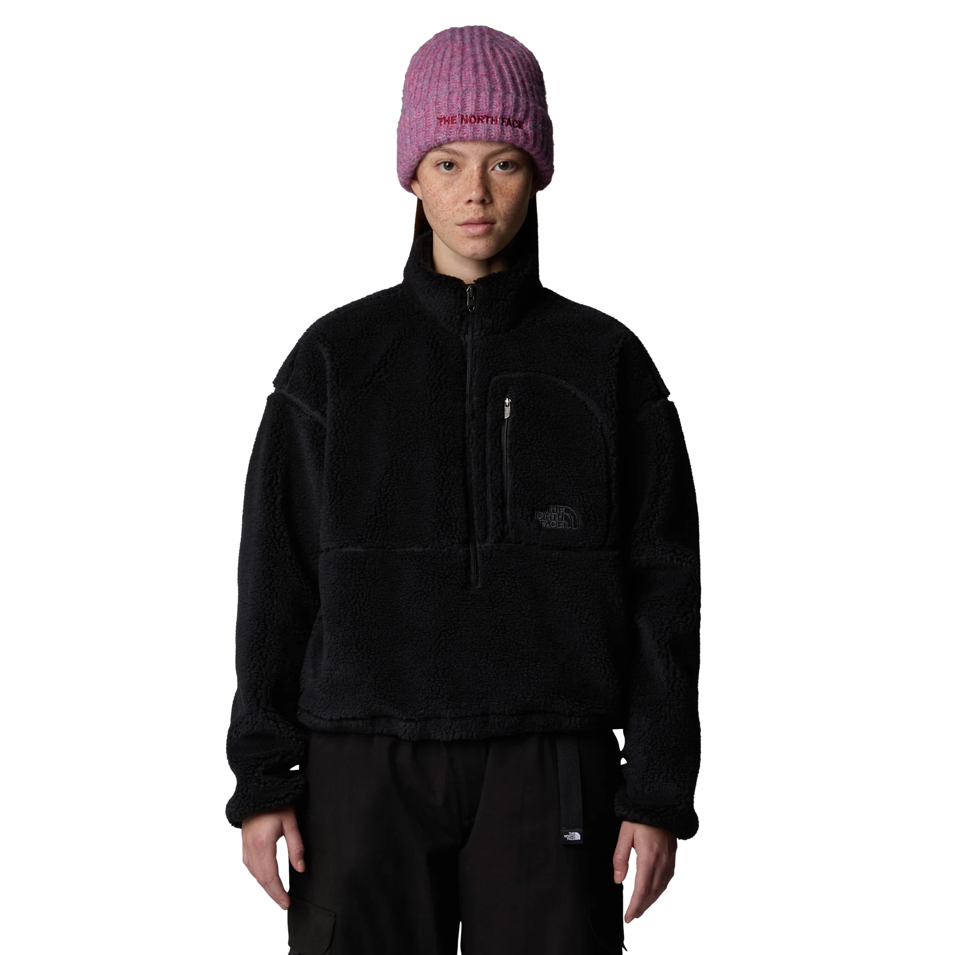 The North Face Giacca Pullover Corta in Pile Extreme Donna in Tessuto Tecnico Nero Half Zip