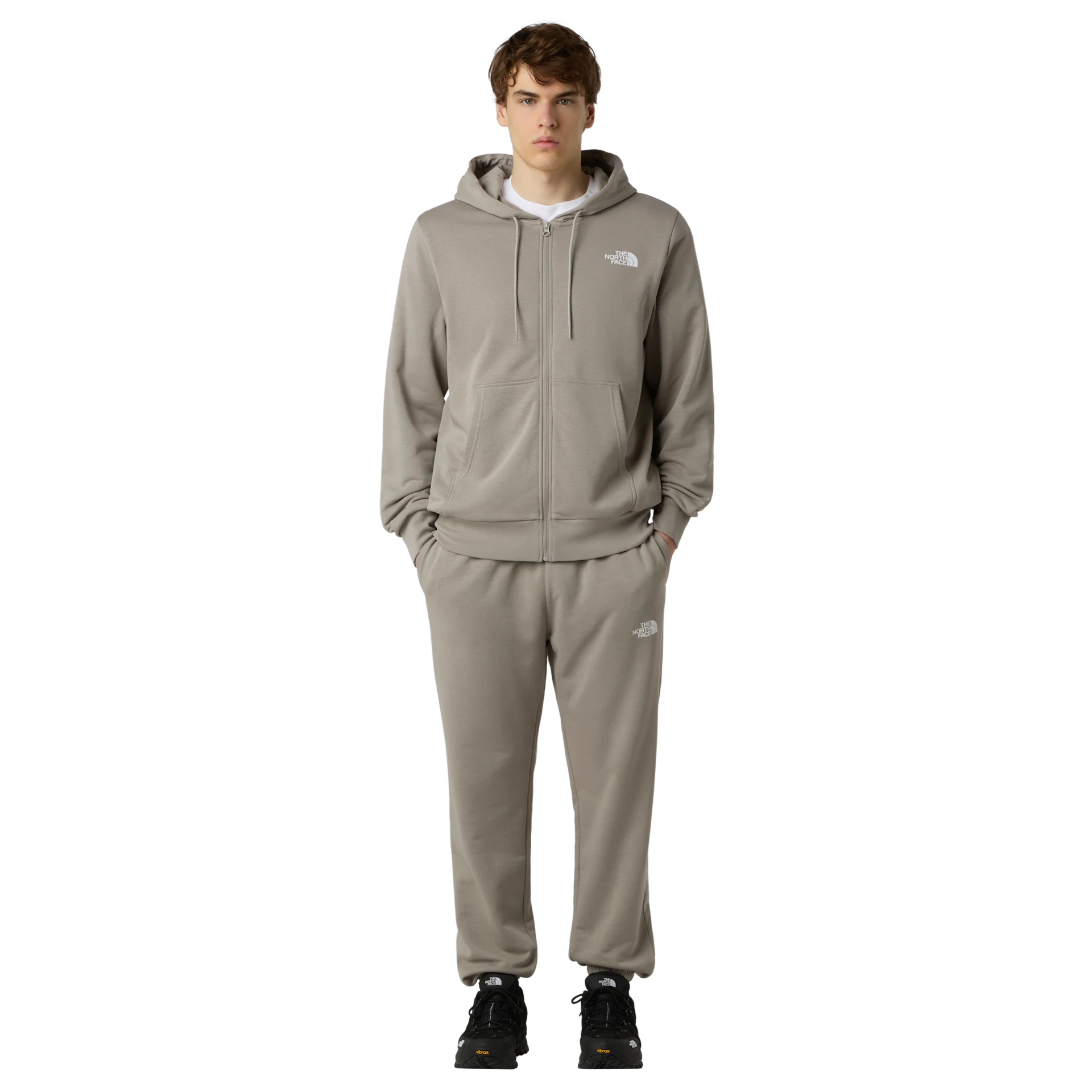 The North Face Felpa Full Zip con Cappuccio Half Dome Light Uomo in Misto Cotone Beige Stone Slab