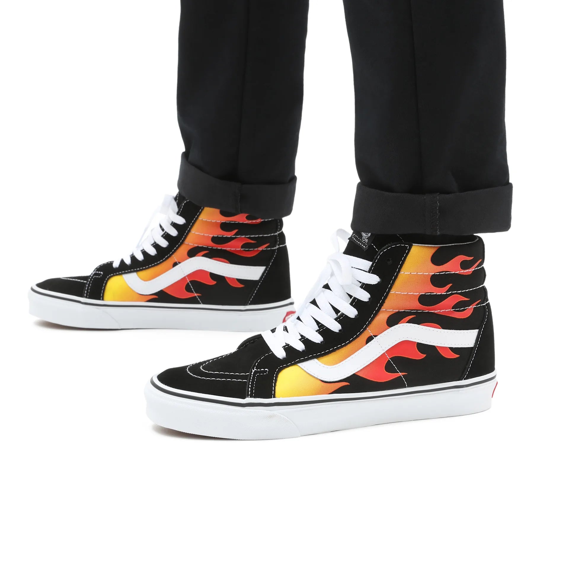 Vans Sneakers Alte Unisex SK8-Hi Reissue FLME BLKWH Tela e Suede Nero