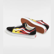 Vans Scarpe Basse sneakers Old Skool PRNT FLAME in Tela Nero