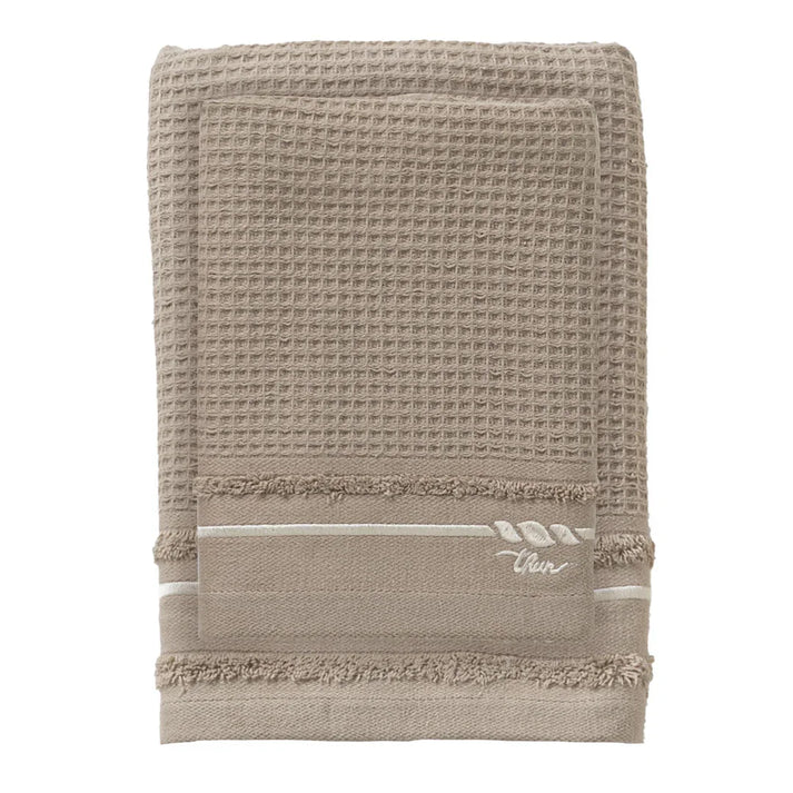 THUN Set 2 Asciugamani Country Bloom 40x60 + 60x100 cm Tinta Unita Beige B300332