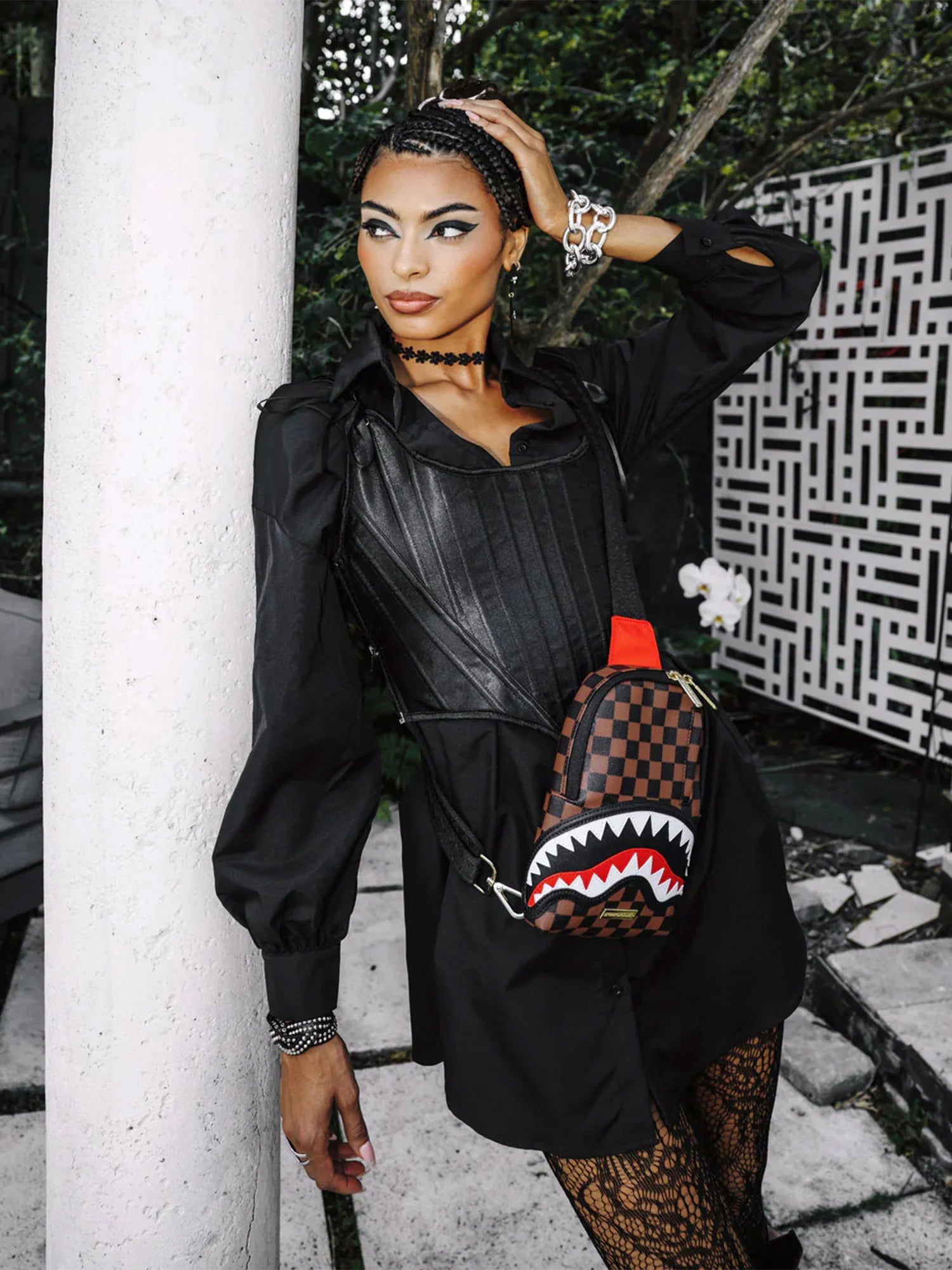 Sprayground sling bag borsello uomo donna marrone zainetto monospalla b7819