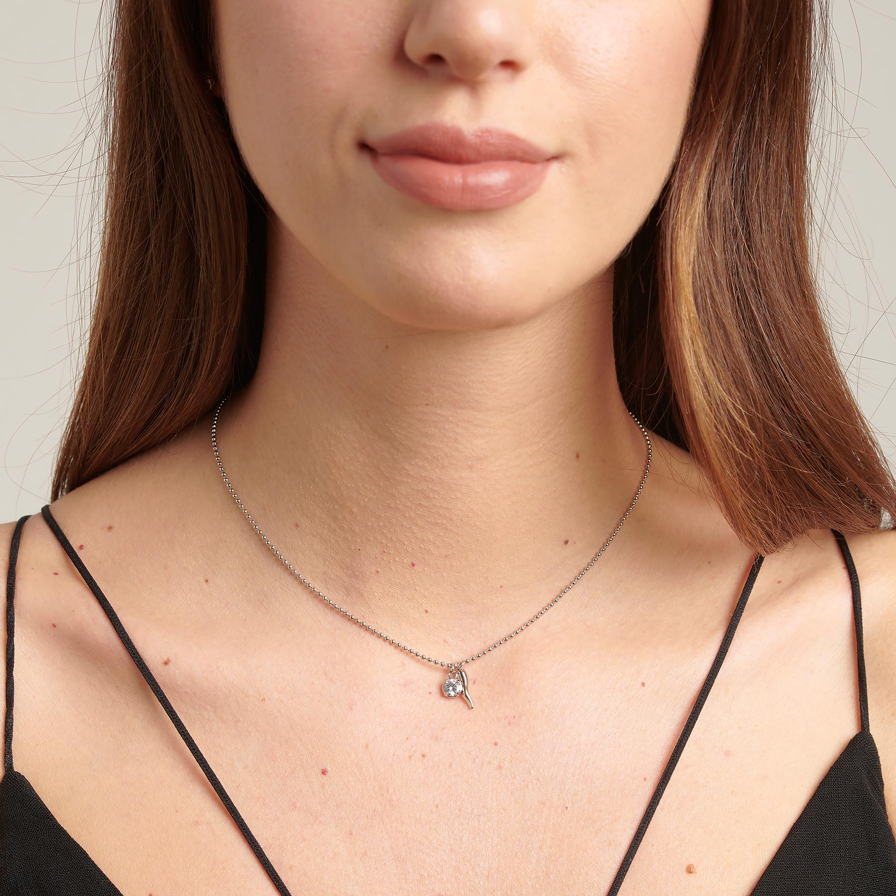 Brosway collana acciaio 304 cubic zirconia cornetto portafortuna desideri BEIN008