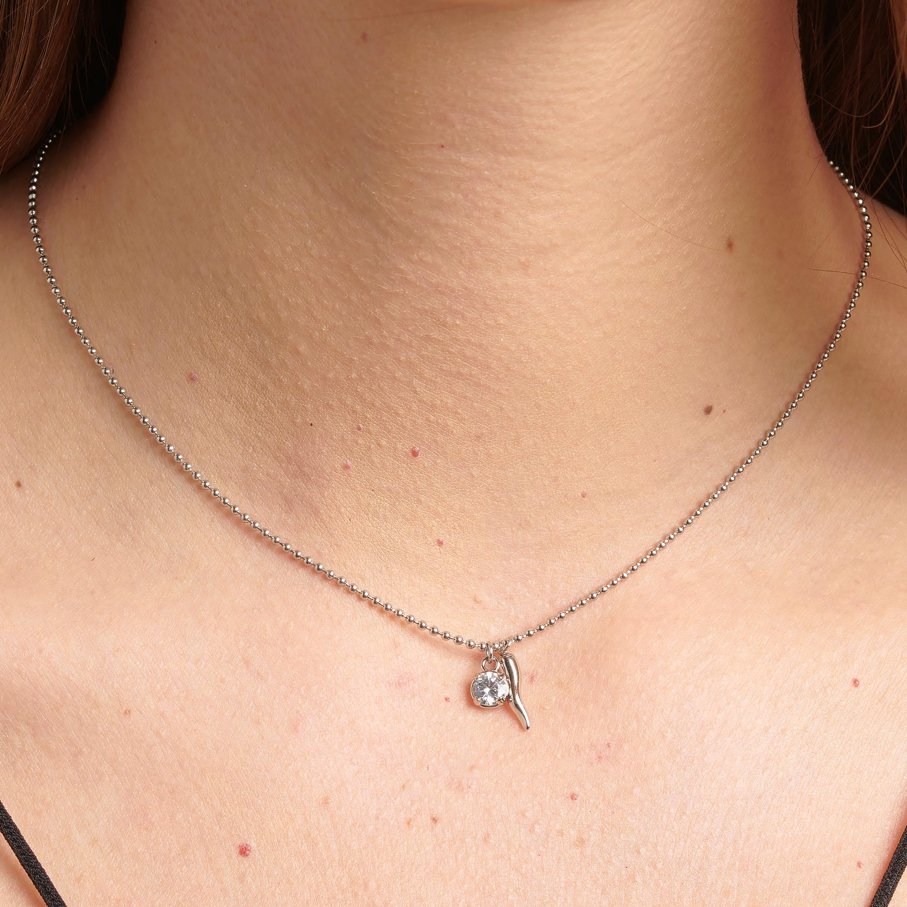 Brosway collana acciaio 304 cubic zirconia cornetto portafortuna desideri BEIN008