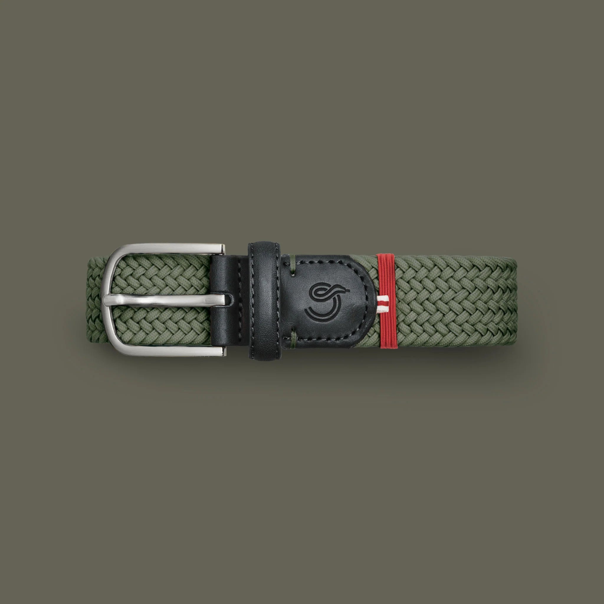 La Boucle cintura intrecciata con fibbia in metallo premium box regalo Cambridge verde militare