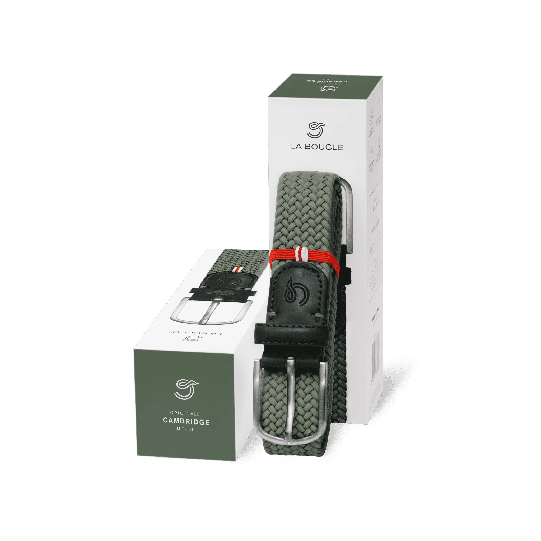 La Boucle cintura intrecciata con fibbia in metallo premium box regalo Cambridge verde militare