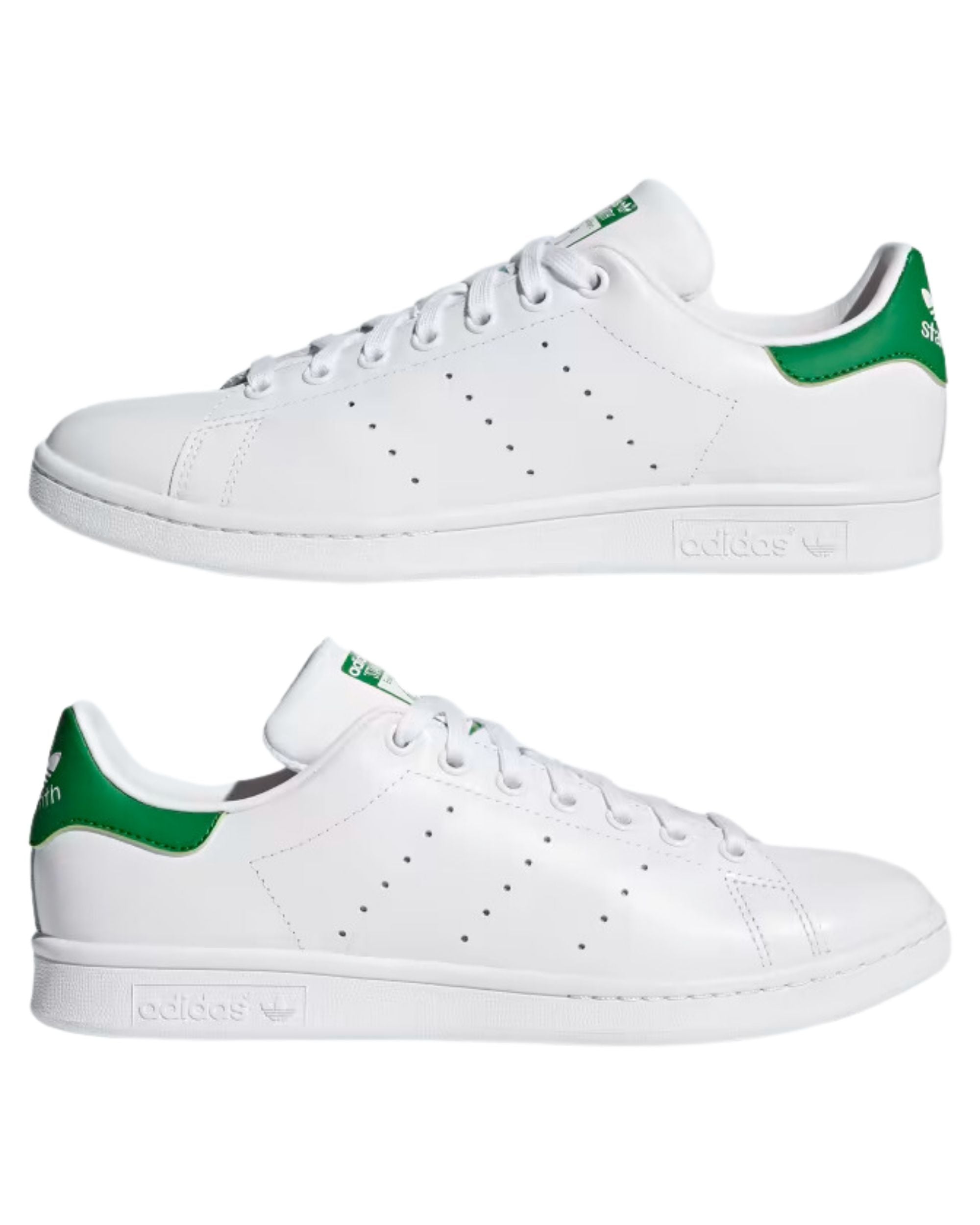 Adidas Sneakers Stan Smith in Pelle Bianco Bianco Verde Uomo