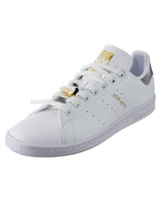 Adidas Sneakers Stan Smith W in Pelle Bianco Dettagli Argento Oro Donna