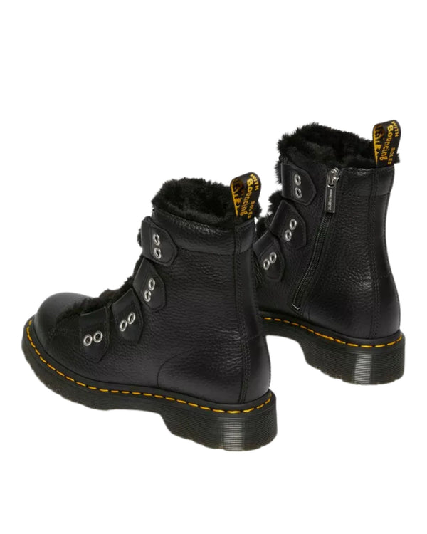 Dr Martens 1460 Ltt Milled Nappa Con Pelliccia Nero Donna-2