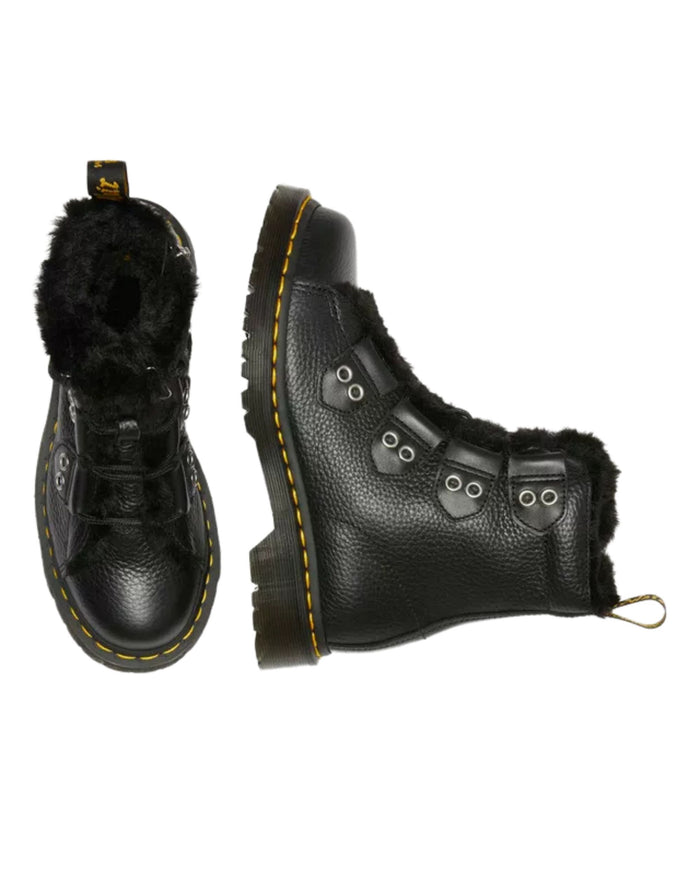 Dr Martens 1460 Ltt Milled Nappa Con Pelliccia Nero Donna 3