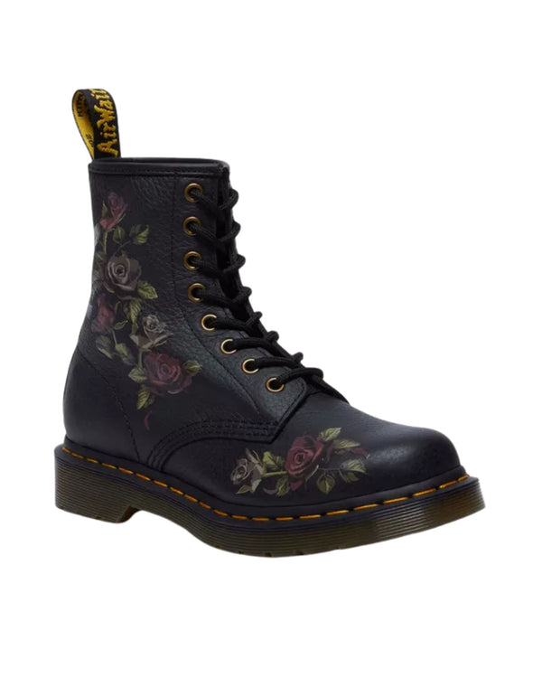 Dr Martens2 1460 Decayed Roses Classic Tumbled Nappa Nero Donna