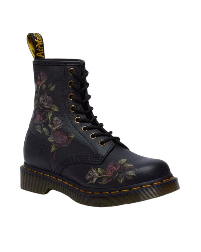 Dr Martens2 1460 Decayed Roses Classic Tumbled Nappa Nero Donna 1