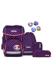 Ergobag Set Zaino Scolastico Pearl 5 Pezzi in Poliestere Viola Set Cubo Bambina