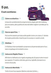 Ergobag Set Zaino Scolastico Pearl 5 Pezzi in Poliestere Viola Set Cubo Bambina