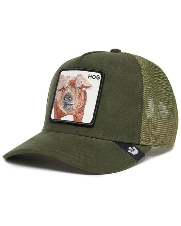 Goorin Bros. Trucker Cap In Suede Con Visiera Patch Animale 'hog' Verde Unisex